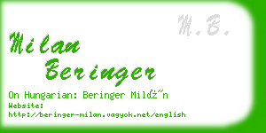 milan beringer business card